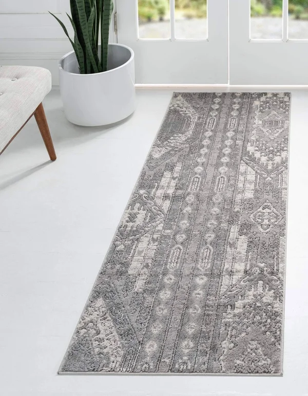 Southwestern Grand Canyon Aztec Area Rug 4 ft Square, Gray