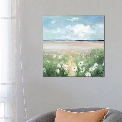 Ocean Wildflowers by Sally Swatland - Painting Print iCanvas Format: Wrapped Canvas, Matte Color: No Matte, Size: 26x22 H x 26x2