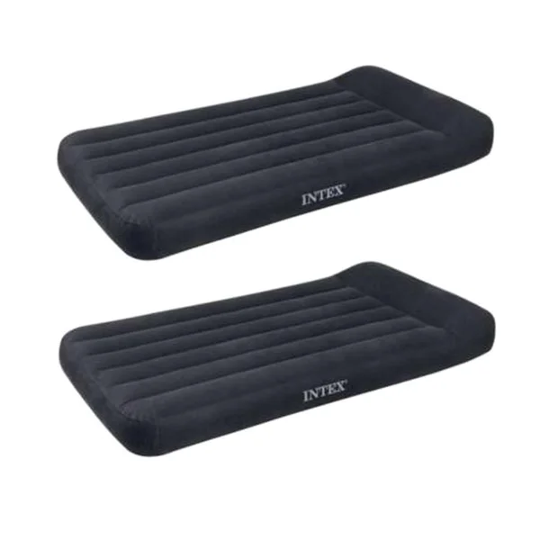 2) Intex Twin Classic Pillow Rest Airbed Mattress Bed with Built-In Pump - 66775E