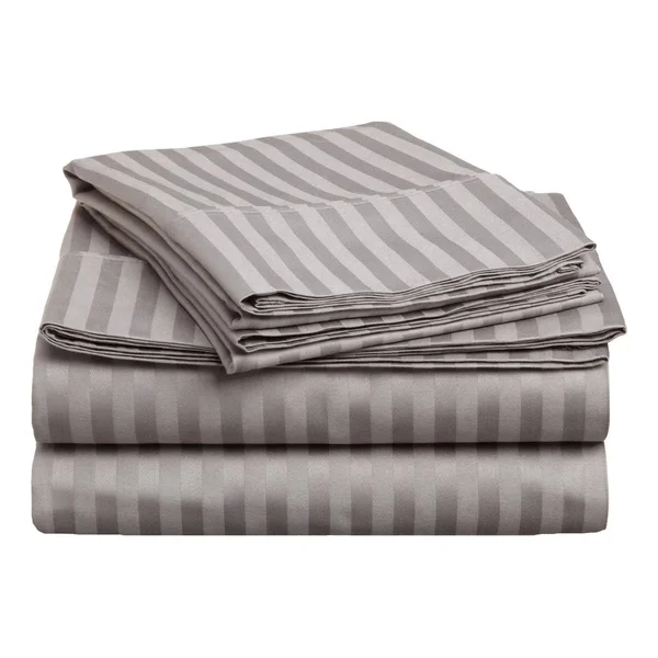Superior 400 Thread Count Deep Pocket Stripe Cotton Sateen Sheet Set (King - White)