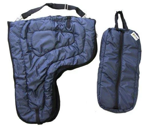 Western Horse Saddle Carrier Bridle Bag Set Cover Storage Travel Bag Padded Quilted Purple