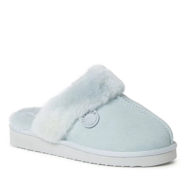 Fireside by Dearfoams Women's Sydney Genuine Shearling SCUFF, Size: 10, Blue