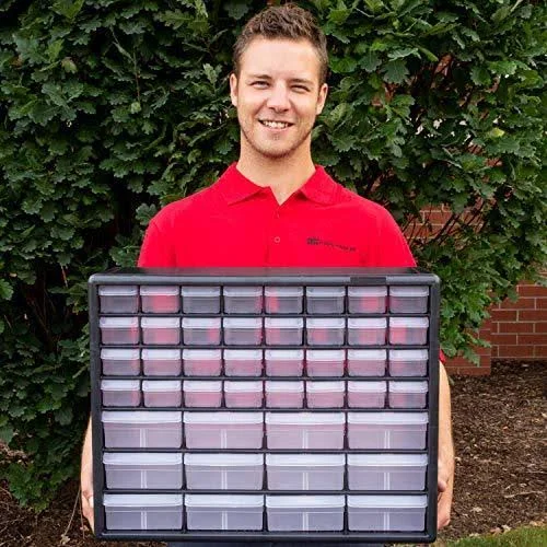 Akro-Mils 44 Drawer 10144REDBLK - Plastic Parts Storage Hardware and Craft Cabine