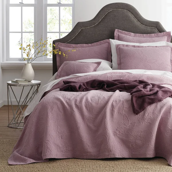 Putnam Cotton Matelassé Coverlet - Dune - Brown, Size King, The Company Store