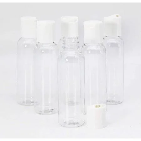 (1260 Pack) EcoJeannie 2oz Clear Empty Refillable Pet Bottles with White Disc Top Cap - BPA-Free - TSA Approved Travel size - for