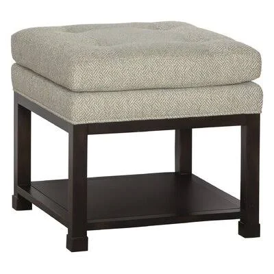 Libby Langdon 20.5x22 Wide Tufted Square Standard Ottoman with Storage Fairfield Chair 9171 Steel/Tobacco