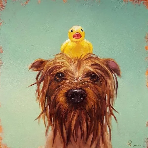 Easy Art Prints Lucia Heffernan's 'Bath Time' Premium Canvas Art - 30 x 30 - Brazilian Barnwood Frame