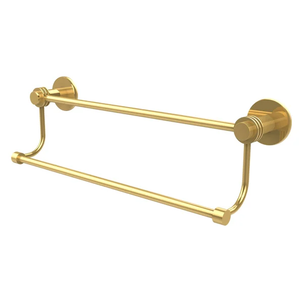 Allied Brass 9072D-18-PB 18 in. Mercury Collection Double Towel Bar with Dotted Accents Polished Brass
