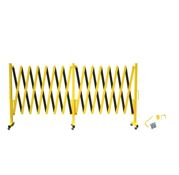 Crowd Control Warehouse Expandable Metal Barricade, 16 Feet, Mobile Safety Barrier Gate, Retractable Traffic Fence