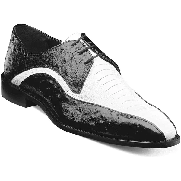 Stacy Adams Trevi Leather Sole Bike Toe Oxford Shoes Black/White 25367-111 - 8.5