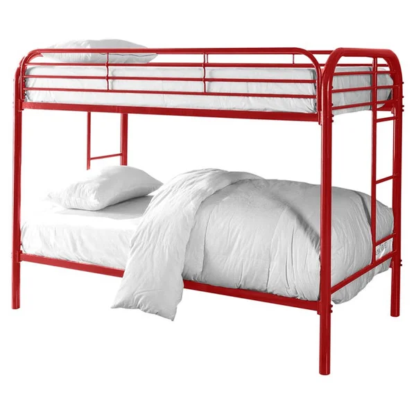 Furniture of America Sulie Transitional Twin Over Twin Bunk Bed in Red