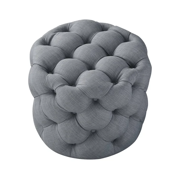 Inspired Home Ottoman Velvet or Linen Tufted Light Grey - Linen