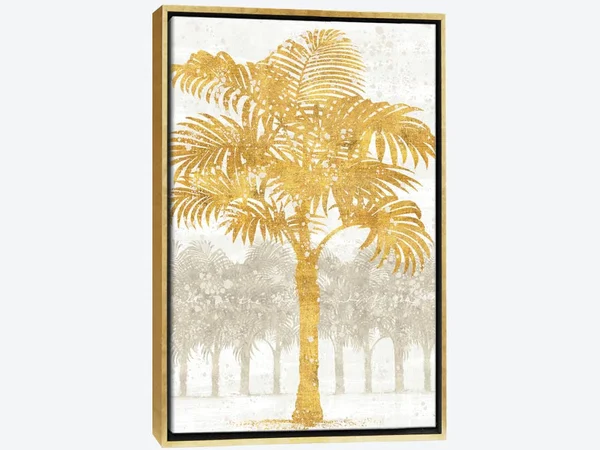 Framed Canvas Art (Gold Floating Frame) - Palm Coast III by Sue Schlabach ( Floral & Botanical > Tree Art > Palm Tre