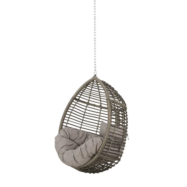 Hempstead Indoor/Outdoor Wicker Hanging Teardrop - Egg Chair (No Stand) Multi-Brown/Khaki