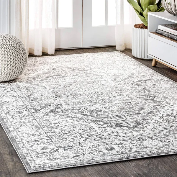 Jonathan Y Modern Persian Vintage Medallion Area Rug 5x8 Area Rugs Light Grey