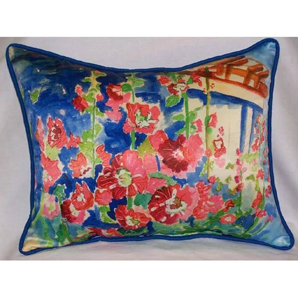 Betsy Drake HJ375 Hollyhocks Art Only Pillow 16x22x20x22
