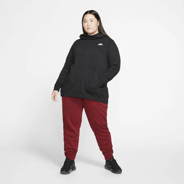 Nike Plus Size Fleece Funnel Neck Hoodie - Black/White - 2x