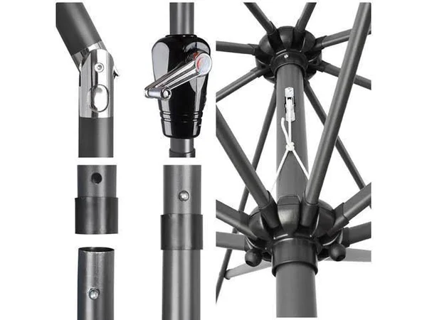 9 ft Metal Patio Umbrella Tilt Cranked 8 Ribs Outdoor Market Table Umbrella