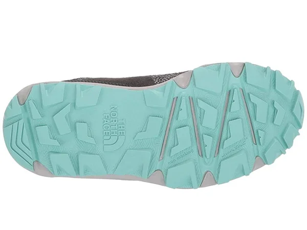 The North Face Juniors& Hedgehog Hiker II Waterproof Shoe - 1 - Blackened Pearl, Aqua Splash