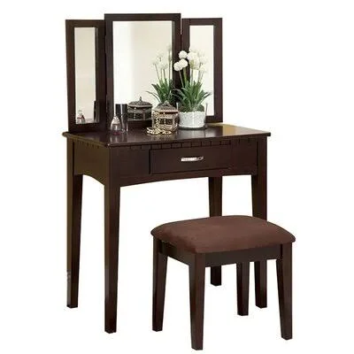 Aarne Vanity Set with Stool and Mirror Red Barrel Studio Color: Espresso