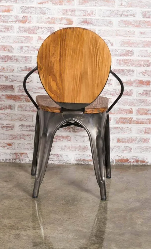 Fine Mod Imports Metal Dining Chair, Walnut