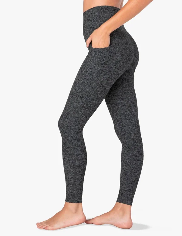 Beyond Yoga Spacedye Out of Pocket High Waisted Midi Legging Black/Charcoal - S