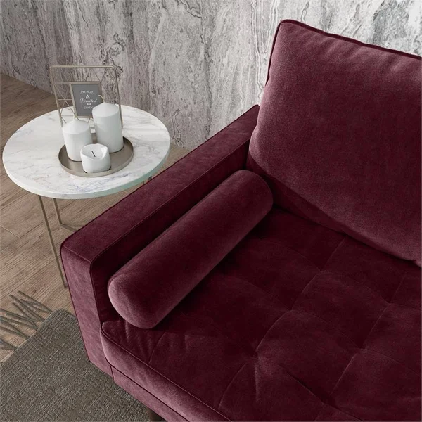 Kingway Furniture Velvet Genoa Living Room Loveseat in Rosy