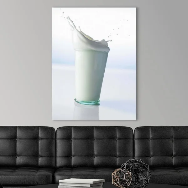 Milk splashing in glass, Large Solid-Faced Canvas Wall Art Print, Great Big Canvas