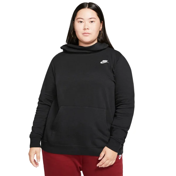 Nike Plus Size Fleece Funnel Neck Hoodie - Black/White - 2x