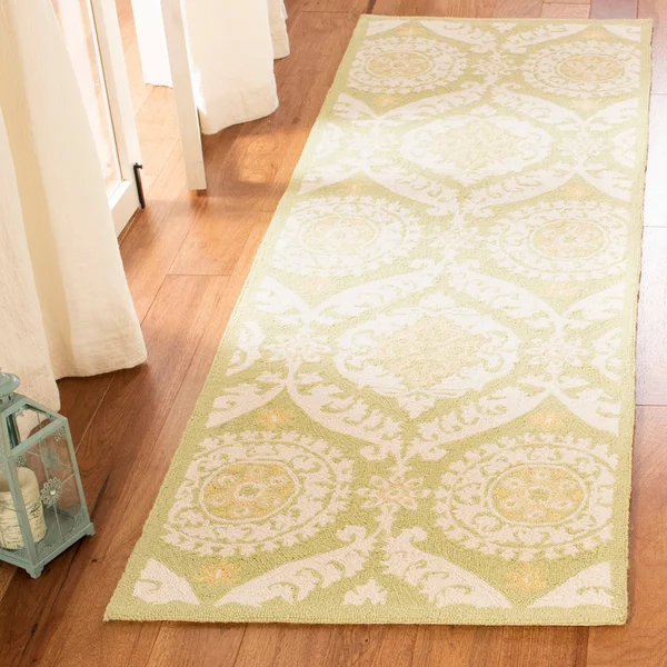 Safavieh Chelsea HK356B Green, Beige Rug 8& x 8& Round