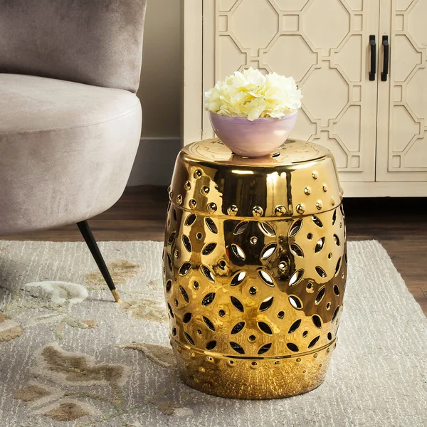 Safavieh Lattice Coin Garden Stool, Gold