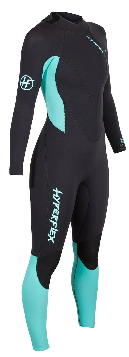 Hyperflex Womens VYRL 4/3mm GBS Fullsuit - Black/Teal, 8