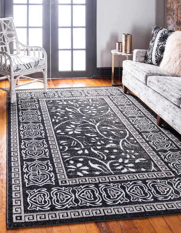 Unique Loom Atlanta Indoor/ Outdoor Area Rug - 8& x 10& Black