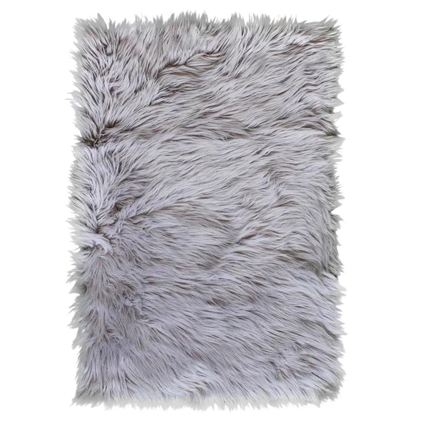 Super Area Rugs Soft Faux Sheepskin Fur Fluffy Area Rug, Gray, 8& x 10&