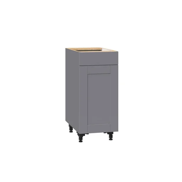 J Collection Shaker Assembled 15x34.5x24 in. Base Cabinet with Metal Drawer Box in Gray