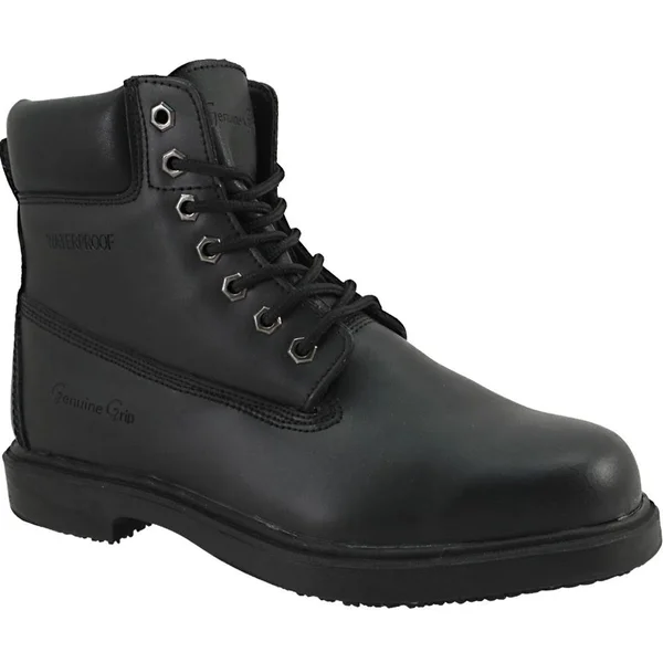 Genuine Grip Men's Slip-Resistant Waterproof Steel Toe Work Boot #7161 Black - Wide Width, Size: 7.5