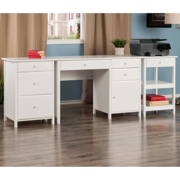 Delta 3-Pc Home Office Set - White, Winsome Wood