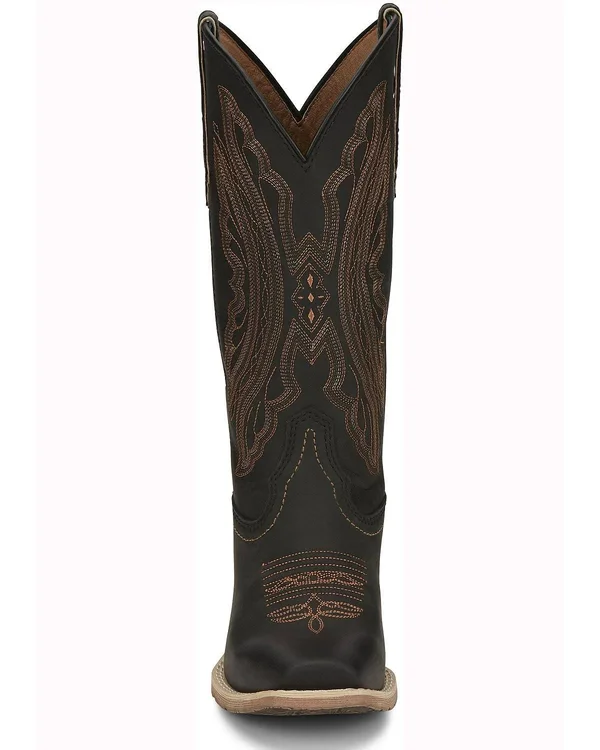 Justin Ladies Rein Square Toe Boots 10.5 B Black