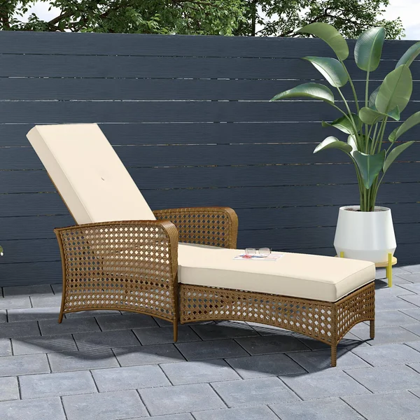 Wicker Chaise Lounge Patio Chair