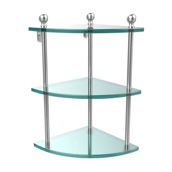 Allied Brass MA-6 Mambo Collection 3 Tier Corner Glass Shelf, Satin Chrome