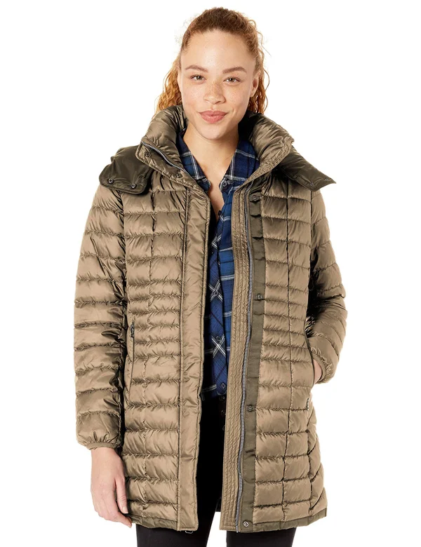 Marc New York Marble Puffer Coat - Large, Army Green