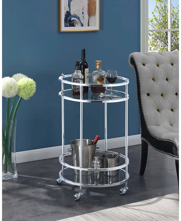 Convenience Concepts Royal Crest Bar Cart with Wheels - Clear