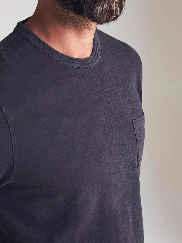 Faherty Men's Sunwashed Pocket T-Shirt - Washed Black - Size XS, Cotton