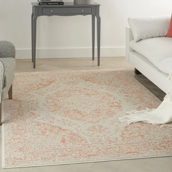 Nourison Tranquil TRA11 Area Rug - Ivory/Pink, 4& x 6&
