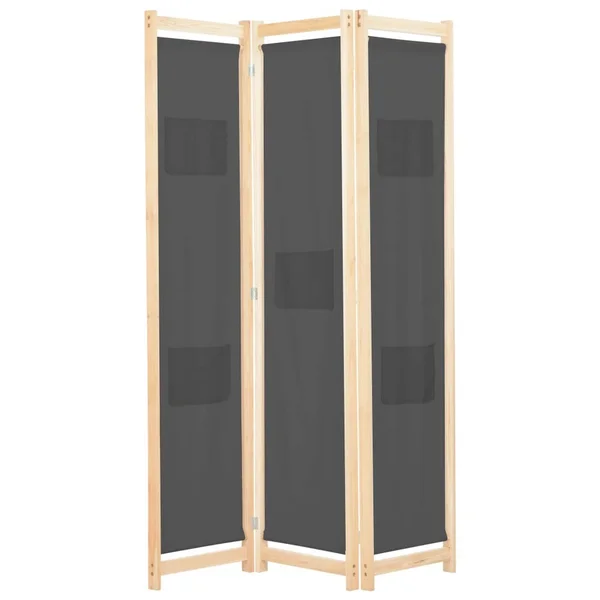 vidaXL 3-Panel Room Divider Gray 47.2x22x66.9x22x1.6x22 Fabric