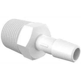 Eldon James 3/8-19 BSP to 5/16x22 Barbed Adapter, White Nylon A6B-5 WN
