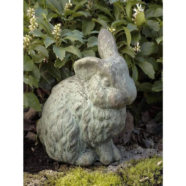 Campania International Rabbit with One Ear Up Garden Statue - Nero Nuovo