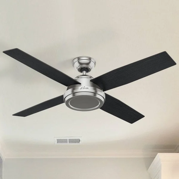Hunter Dempsey 52x22 Ceiling Fan - Brushed Nickel - Chocolate Oak Blades