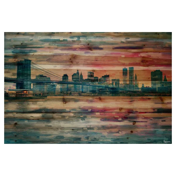 Parvez Taj Bridge at Dusk Art Print on Natural Pine Wood