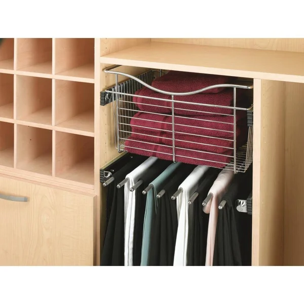 Rev-A-Shelf 24 in. x 11 in. Chrome Closet Pull-Out Basket, Grey